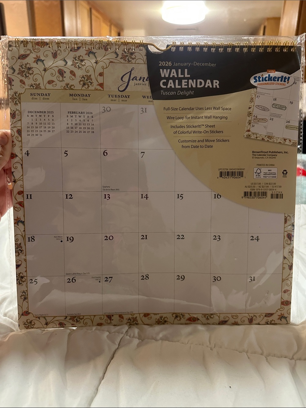 2026 Wall Calendar with Decorative yellow flower Border #292